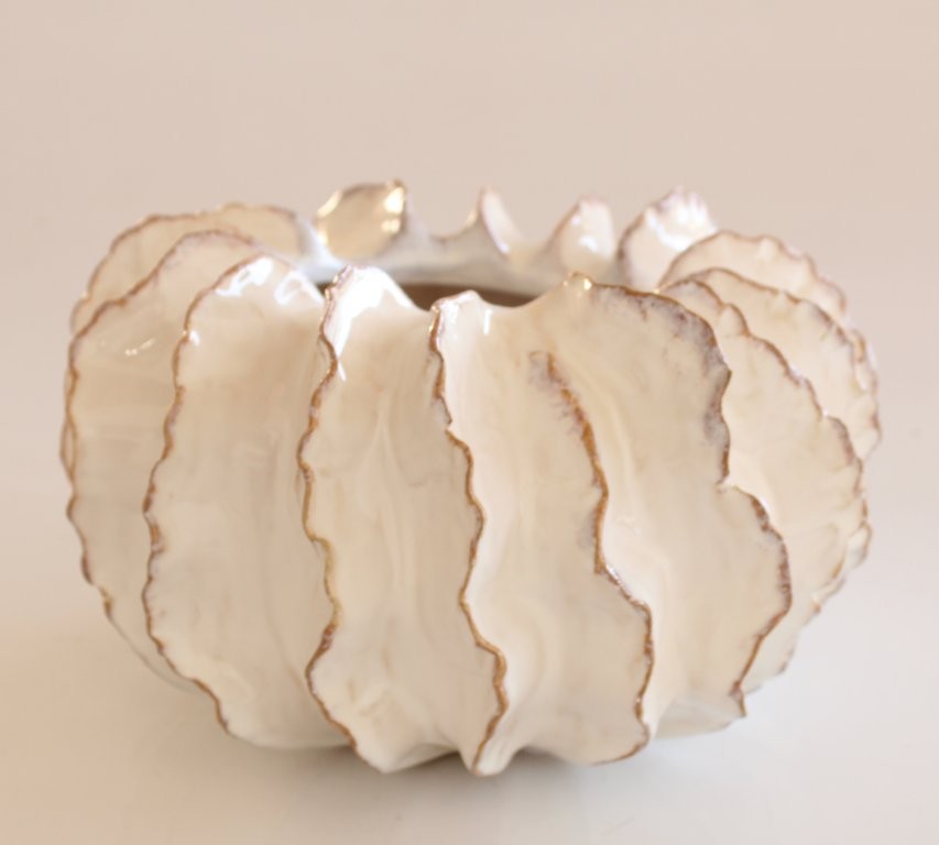 Off White Sea Urchin Ceramic Vase